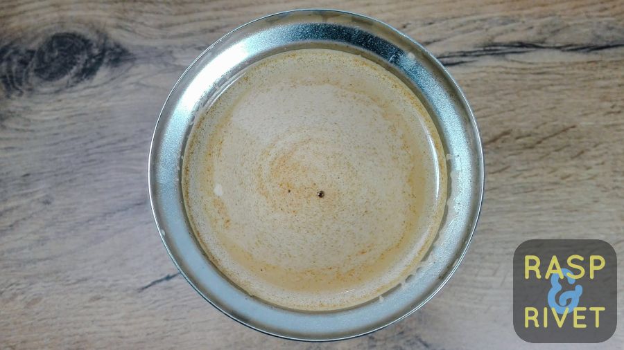 the coffee inside the bobble presse, after the plunger has been pushed down all the way