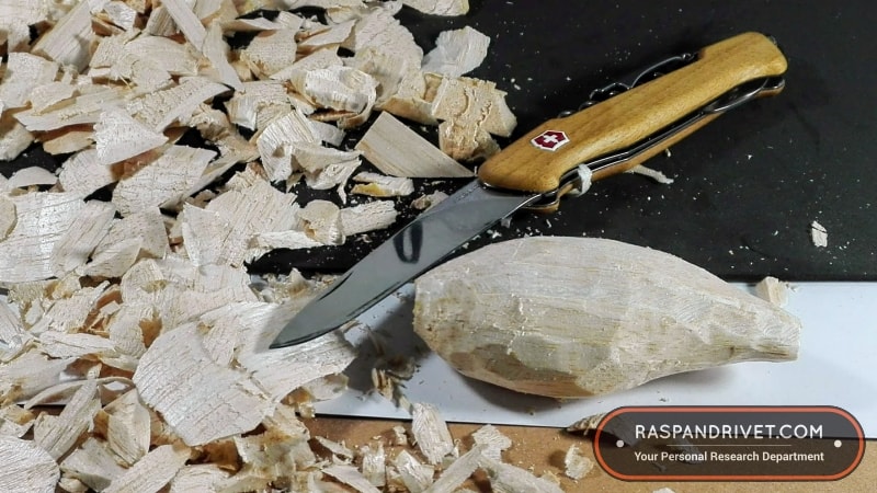 the victorinox did a fine job of roughing the balsa lure