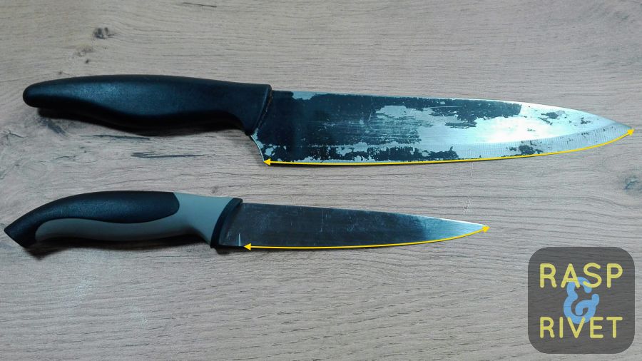 Blade cutting edge lengths. Blade cutting edge lengths.