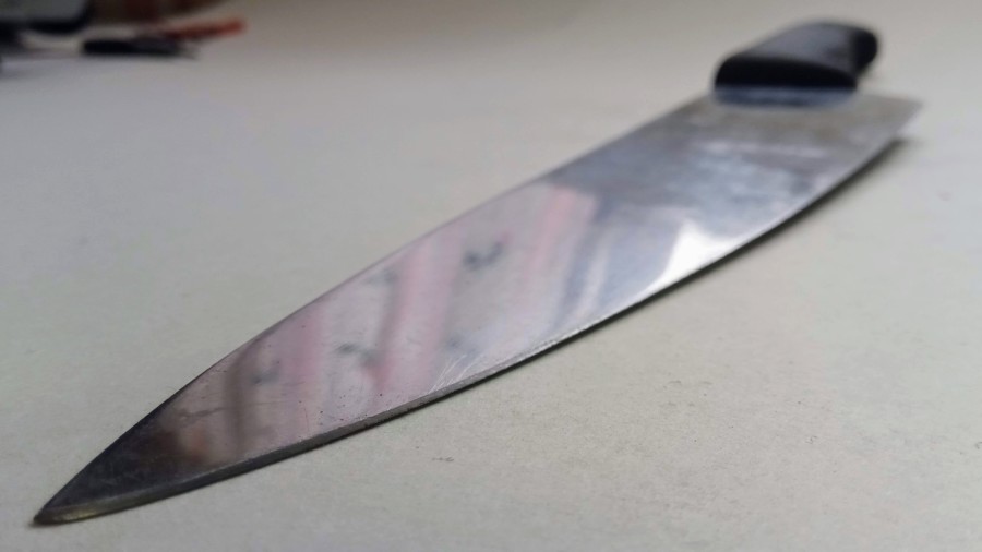 Chef’s knife used in sharpening tests for the Work Sharp Ken Onion edition. Chef's knife used in sharpening tests for the Work Sharp Ken Onion edition.