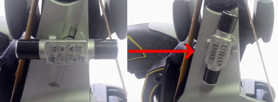 Flip edge guide to up position. Flip edge guide to up position.