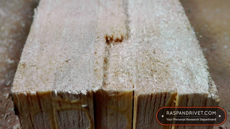 On a cross cut in balsa the dozuki left was easier to control than a standard backsaw. On a cross cut in balsa the dozuki left was easier to control than a standard backsaw.