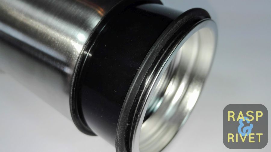 The Bobble Presse’s plunger’s plastic end up close. The Bobble Presse's plunger's plastic end up close.