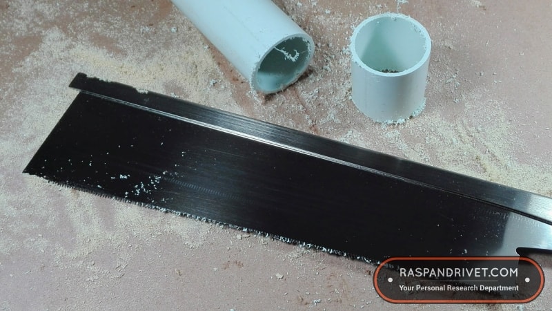 The dozuki did a fantastic job of cutting the PVC pipe. The dozuki did a fantastic job of cutting the PVC pipe.