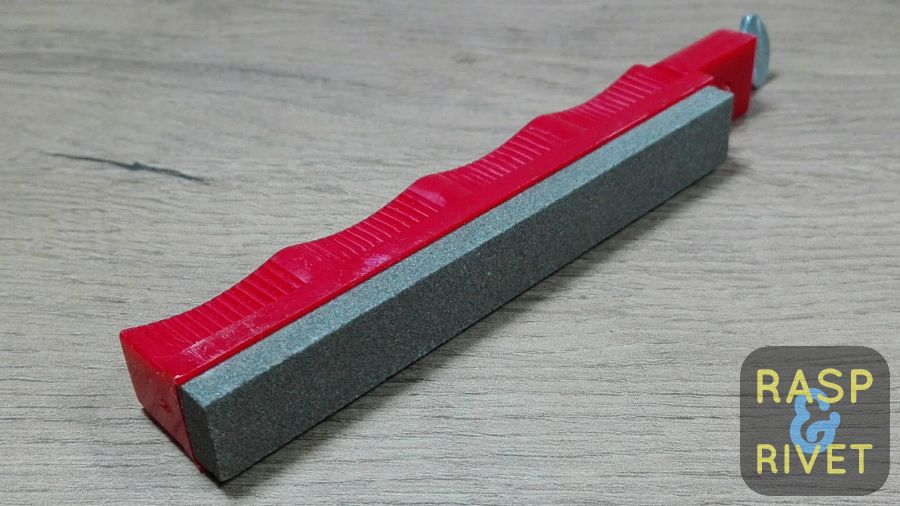 The red-handled 120 grit Lansky sharpening stone. The red-handled 120 grit Lansky sharpening stone.