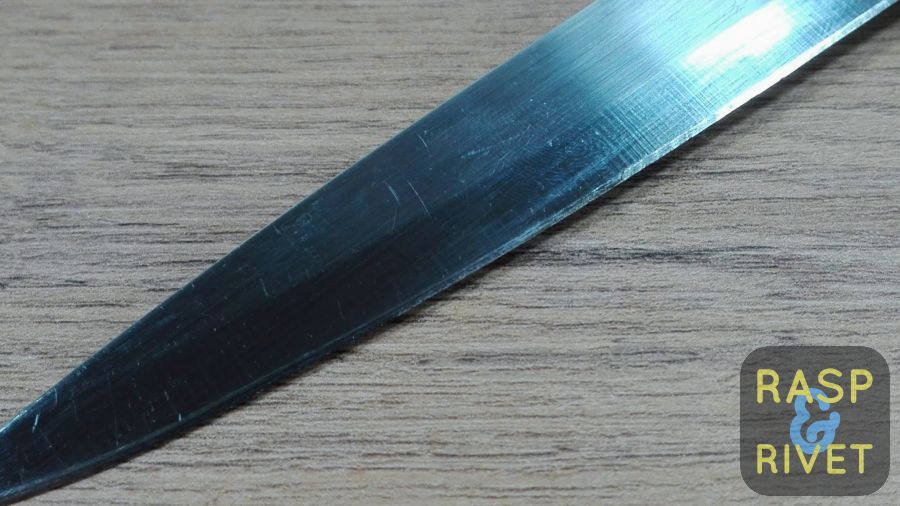 The steak knife before sharpening. The steak knife before sharpening.