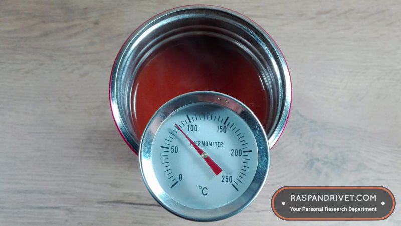 The tomato soup clocked in with a temperature of 82 degrees Celsius. The tomato soup clocked in with a temperature of 82 degrees Celsius.